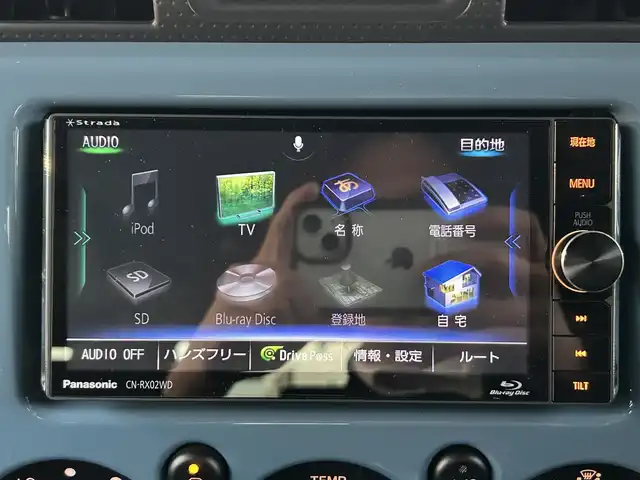 トヨタ ＦＪクルーザー カラーパッケージ 福岡県 2016(平28)年 4.2万km ライトブルー Panasonic製ナビ（CN-RX02WD）/（AM/FM/BT/DVD/フルセグTV）/クルーズコントロール/バックカメラ/背面タイヤ/ETC/クリアランスソナー/フォグライト（リア/フロント）/社外16インチアルミホイール/横滑り防止装置/ステアリングスイッチ/ドアバイザー/取扱説明書/保証書
