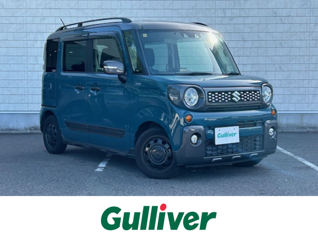 スズキ スペーシア ギア HYBRID XZターボ 大阪府 2020(令2)年 6.1万km デニムブルー ガンメタリック 2トーン 純正8インチナビ(フルセグ/Bluetooth/USB/DVD/CD)/両側パワースライドドア/アダプティブクルーズコントロール/衝突被害軽減システム/横滑り防止装置/レーンキープアシスト/コーナーセンサー/シートヒーター/純正LEDライト/フロントフォグランプ/ビルトインETC/ドライブレコーダー（前後）/スペアキー1本