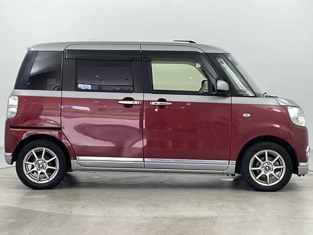 ダイハツ ムーヴ キャンバス G メイクアップ リミテッド　SAⅢ 道央・札幌 2019(平31)年 3.3万km スムースグレーマイカメタリック/ファイアークォーツレッドメタリック 2トーン ・４WD/・スマートアシスト/・社外ナビ（AVN-LS01）/・BT/CD/DVD/フルセグTV/・アラウンドビューモニター/・両側パワースライドドア/・LEDヘッドライト/・オートライト/・オートマチックハイビーム/・プッシュスタート/・スマートキー/・社外エンジンスターター/・ETC/・アイドリングストップ/・取扱説明書/・保証書/・積込サマータイヤ