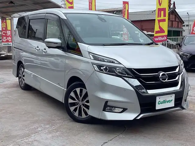 日産 セレナ ハイウェイスター 京都府 2016(平28)年 4.2万km ブリリアントシルバー ワンオーナー/禁煙/車検：令和7年12月14日/純正ナビ8インチ（MM516D-L)/フルセグTV/フリップダウンモニター/両側パワースライドドア/アラウンドビューモニター/BluetoothCD DVD/ETC/クルーズコントロール/LEDヘッドライト/フロントフォグライト/取扱説明書/新車保証書/スペアインテリジェントキー