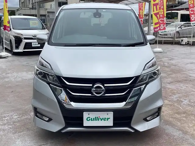 日産 セレナ ハイウェイスター 京都府 2016(平28)年 4.2万km ブリリアントシルバー ワンオーナー/禁煙/車検：令和7年12月14日/純正ナビ8インチ（MM516D-L)/フルセグTV/フリップダウンモニター/両側パワースライドドア/アラウンドビューモニター/BluetoothCD DVD/ETC/クルーズコントロール/LEDヘッドライト/フロントフォグライト/取扱説明書/新車保証書/スペアインテリジェントキー
