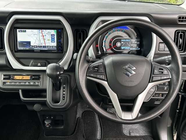 スズキ ハスラー HYBRID G 広島県 2023(令5)年 3.5万km クールカーキPM 禁煙車/デュアルカメラブレーキサポート/車線逸脱警報/レーンキープアシスト/リアコーナーセンサー/レーダークルーズコントロール/純正メモリナビ/(ワンセグ/CD/DVD/Bluetooth/USB/iPod)/バックカメラ/シートヒーター(D＋N)/オートライト/オートマチックハイビーム/ビルトインETC/アイドリングストップ/W+サイド+カーテンエアバック/純正フロアマット/ヘッドライトレベライザー/純正ドアバイザー/電格ミラー/スペアキー