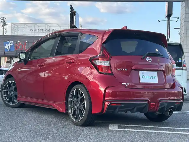 日産 ノート ニスモS 奈良県 2019(令1)年 4.3万km ガーネットレッド 1オーナー/オーディオ付/BT/AUX/USB//5速MT/レーダー探知機/横滑り防止装置/ETC/ドラレコ/Pステアリング/Pウィンドウ/スマートボタン/純正フロアマット/純正アルミ/オートLEDライト/保証書・取説・スペアキー