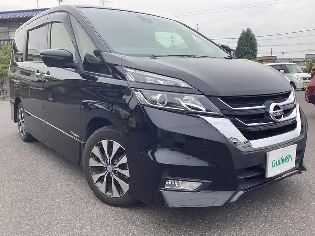 日産 セレナ ハイウェイスターVセレクションⅡ 岡山県 2017(平29)年 8.6万km ダイヤモンドブラック 社外９インチメモFリーナビ/フルセグ/バックカメラ/全方位カメラ/後席フリップダウンモニター/ビルトインETC/プロパイロット/R両側パワースライド/前後ドラレコ/革調シートカバー