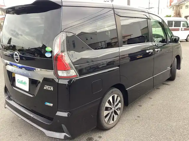 日産 セレナ ハイウェイスターVセレクションⅡ 岡山県 2017(平29)年 8.7万km ダイヤモンドブラック 社外９インチメモFリーナビ/フルセグ/バックカメラ/全方位カメラ/後席フリップダウンモニター/ビルトインETC/プロパイロット/R両側パワースライド/前後ドラレコ/革調シートカバー