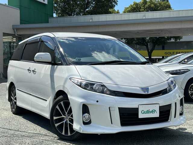 トヨタ エスティマ アエラス プレミアムエディション 熊本県 2013(平25)年 4.5万km ホワイトパールクリスタルシャイン ワンオーナー/プッシュスタート/純正ナビ/（CD・DVD・フルセグTV・BTオーディオ・SD）/バックカメラ/ETC/純正18インチAW/両側パワースライドドア/クルーズコントロール/ハーフレザーシート/右前席パワーシート/HIDヘッドライト/オートライト/フォグライト/前後コーナーセンサー/ウィンカーミラー/純正フロアマット/純正ドアバイザー/新車保証書/取扱説明書/スマートスペアキー×1本