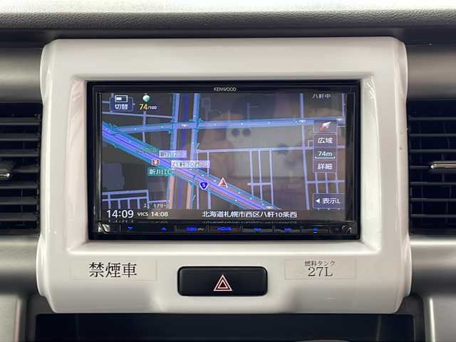 スズキ ハスラー G 道央・札幌 2014(平26)年 3.9万km クールカーキPM ・衝突軽減ブレーキ/・横滑り防止装置/・アイドリングストップ/・グリップコントロール/・運転席シートヒーター /・HIDヘッドライト/・社外SDナビ(CD.DVD.BT)/・フルセグTV/・ミラーヒーター