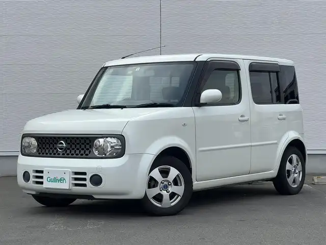 日産 キューブ 15M +navi HDD 秋田県 2008(平20)年 10.7万km ホワイトパール 社外ナビ　/スマートキー/フルセグ/社外アルミ/純正フロアマット/純正ドアバイザー/パワーステアリング/パワーウィンドウ/電動格納ミラー/レベライザー/社外エンジンスターター/保証書/取扱説明書/記録簿