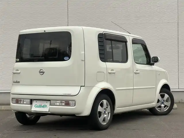 日産 キューブ 15M +navi HDD 秋田県 2008(平20)年 10.7万km ホワイトパール 社外ナビ　/スマートキー/フルセグ/社外アルミ/純正フロアマット/純正ドアバイザー/パワーステアリング/パワーウィンドウ/電動格納ミラー/レベライザー/社外エンジンスターター/保証書/取扱説明書/記録簿