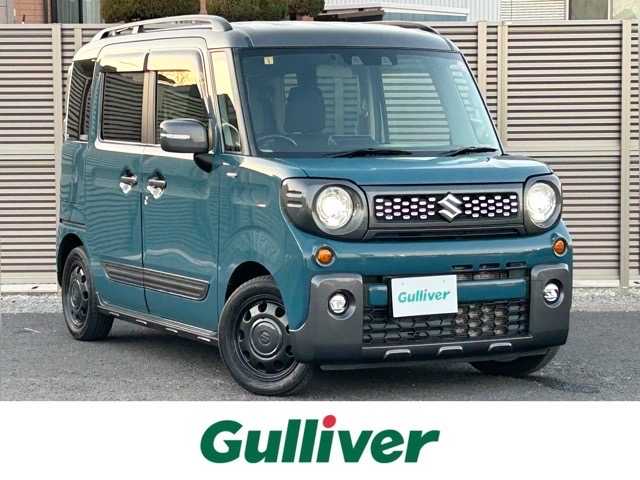 スズキ スペーシア ギア HYBRID XZターボ 千葉県 2021(令3)年 6.9万km デニムブルー ガンメタリック 2トーン 純正ナビ/CD/DVD/Bluetooth/両側パワースライドドア/バックカメラ/ビルトインETC/LEDヘッドライト/デュアルカメラブレーキサポート/アダプティブクルコン/前席シートヒーター/パーキングセンサー/純正フロアマット/純正アルミホイール/横滑り防止装置/衝突被害軽減システム/オートライト/プッシュスタート/スマートキー