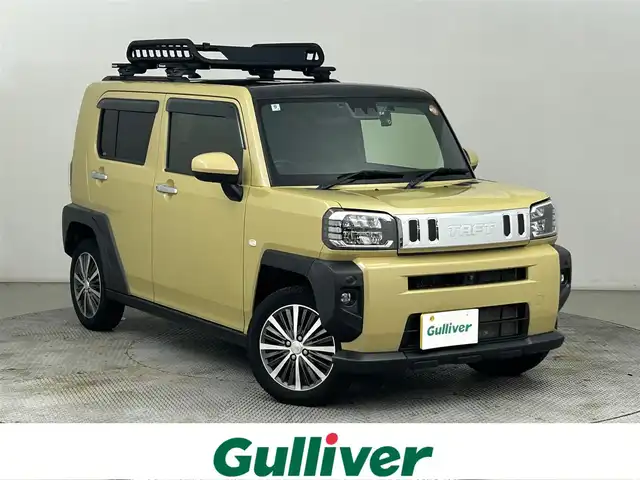 ダイハツ タフト G 道央・札幌 2020(令2)年 3.4万km サンドベージュメタリック ・ワンオーナー/・4WD/・ルーフキャリア/・ガラスルーフ/・純正SDナビ/　CD/DVD/USB/iPod/BT/ワンセグ/・全方位カメラ/・ビルドインETC/・前方ドライブレコーダー/・衝突軽減ブレーキ/・横滑り防止装置/・レーンキープアシスト/・オートマチックハイビーム/・前後コーナーセンサー/・ブレーキホールド/・電動パーキングブレーキ/・LEDライト/・オートライト/・フォグランプ/・前席シートヒーター/・プッシュスタート/・スマートキー/・スペアキー/・ドアバイザー/・保証書/・取扱説明書/・記録簿