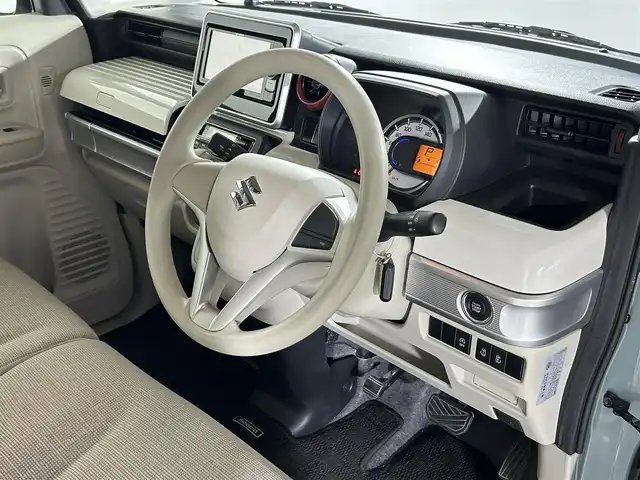 スズキ スペーシア HYBRID X 佐賀県 2019(令1)年 3.8万km オフブルーメタリック/ホワイト2トーン 純正７インチメモリナビ/（フルセグTV/CD/DVD/Bluetooth/USB/SD）/バックカメラ/衝突軽減システム/コーナーセンサー/レーンアシスト/両側パワースライドドア/前後ドライブレコーダー/シートヒーター/純正１４インチアルミホイール/純正フロアマット/ＬＥＤヘッドライト/オートライト/オートハイビーム/ルーフレール/ビルトインＥＴＣ/ベンチシート/盗難防止装置/横滑り防止装置