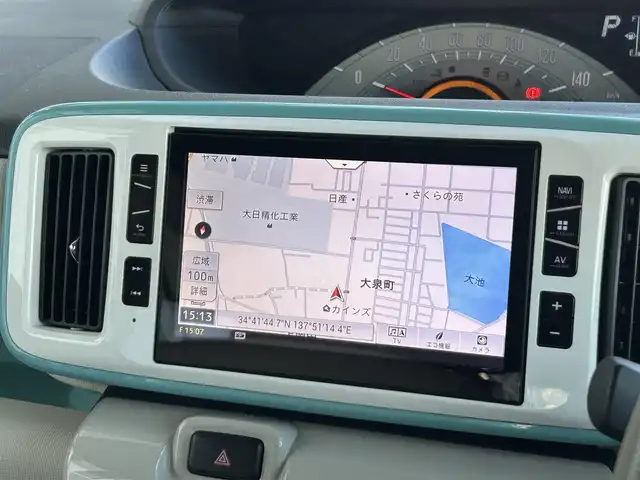 ダイハツ ムーヴ キャンバス X メイクアップ リミテッド SAⅢ 静岡県 2019(平31)年 3.5万km パールホワイトⅢ/ファインミントメタリック 2トーン スマートアシストIII/・衝突回避支援ブレーキ機能/・衝突警報機能/・誤発進抑制機能(前方＋後方)/・車線逸脱警報機能/・先行車発進お知らせ機能/・オートハイビーム/純正8インチナビ/FM/AM/CD/DVD/Bluetooth/SD/フルセグTV/両側パワースライドドア/全周囲カメラ/ベンチシート/フルフラットシート/オートライト