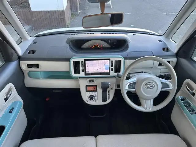 ダイハツ ムーヴ キャンバス X メイクアップ リミテッド SAⅢ 静岡県 2019(平31)年 3.5万km パールホワイトⅢ/ファインミントメタリック 2トーン スマートアシストIII/・衝突回避支援ブレーキ機能/・衝突警報機能/・誤発進抑制機能(前方＋後方)/・車線逸脱警報機能/・先行車発進お知らせ機能/・オートハイビーム/純正8インチナビ/FM/AM/CD/DVD/Bluetooth/SD/フルセグTV/両側パワースライドドア/全周囲カメラ/ベンチシート/フルフラットシート/オートライト