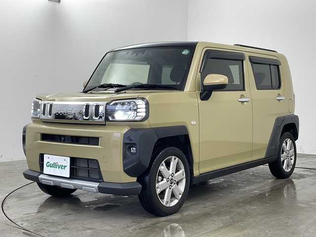 ダイハツ タフト G ターボ クロムベンチャー 兵庫県 2021(令3)年 2.6万km サンドベージュメタリック ・純正ナビ/　Bluetoothオーディオ/　CD/DVD再生/　USB接続/　SDミュージックサーバー/　フルセグテレビ/・レーダークルーズコントロール/・スマートアシスト/・衝突被害軽減ブレーキ/・ガラスルーフ/・前方ドライブレコーダー/・純正フロアマット/・シートヒーター（運転席・助手席）/・ルーフレール/・純正15インチアルミホイール/・ABS/・横滑り防止機能/・前後コーナーセンサー/・盗難防止装置/・オートライト/・オートマチックハイビーム/・LEDヘッドライト/・W＋サイドエアバック/・カーテンエアバック/・クリアランスソナー/・オートブレーキホールド/・ターボ付き/・スマートキー/・スペアキー/・AACエアコン