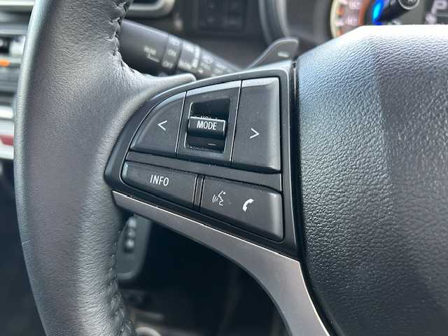 スズキ スペーシア ギア HYBRID XZターボ 静岡県 2022(令4)年 2.4万km デニムブルー ガンメタリック 2トーン 社外SDナビ/フルセグTV/Bluetooth接続/バックカメラ/アイドリングストップ/パドルシフト/両側パワースライドドア/前席シートヒーター/デュアルカメラブレーキサポート/レーダークルーズコントロール/横滑り防止装置/レーンキープアシスト/後部コーナーセンサー/ヘッドアップディスプレイ/オートライト/オートマティックハイビーム/純正14インチブラックアルミホイール/純正フロアマット/ビルトインETC/LEDヘッドライト/LEDフォグランプ