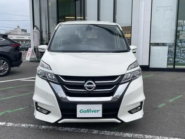 日産 セレナ ハイウェイスターVセレクションⅡ 長崎県 2016(平28)年 9.1万km ブリリアントホワイトパール ワンオーナー/純正9型ナビ/（フルセグ・DVD・SD・BT・CD・FMAM)/純正フリップダウンモニター/エマージェンシーブレーキ/ドライブレコーダー/アラウンドビューモニター/オートライト/LEDヘッドライト/クルーズコントロール/両側パワースライドドア/スマートキー/ETC/アイドリングストップ/ステアリングスイッチ/スペアキー