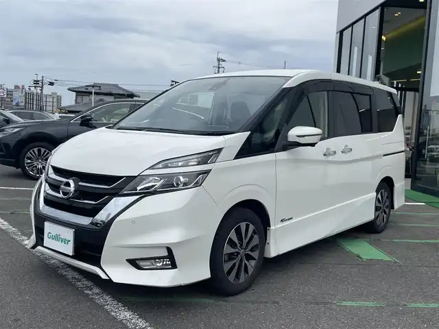 日産 セレナ ハイウェイスターVセレクションⅡ 長崎県 2016(平28)年 9.1万km ブリリアントホワイトパール ワンオーナー/純正9型ナビ/（フルセグ・DVD・SD・BT・CD・FMAM)/純正フリップダウンモニター/エマージェンシーブレーキ/ドライブレコーダー/アラウンドビューモニター/オートライト/LEDヘッドライト/クルーズコントロール/両側パワースライドドア/スマートキー/ETC/アイドリングストップ/ステアリングスイッチ/スペアキー