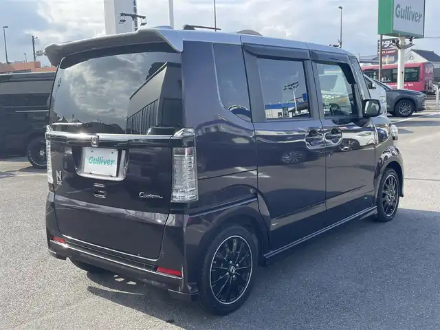 ホンダ Ｎ ＢＯＸ 2トーン カスタム G ターボLパッケージ 長崎県 2016(平28)年 8.8万km パープルⅡ 純正メモリーナビ/CD/DVD/BT/バックカメラ/両側パワースライドドア/ステアリングスイッチ/クルーズコントロール/CTBA/パドルシフト/ハーフレザーシート/LEDヘッドライト/オートライト/ドライブレコーダー/ビルトインETC