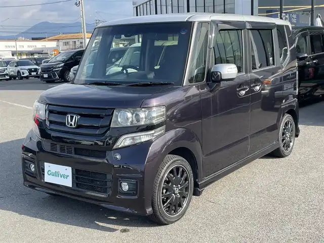ホンダ Ｎ ＢＯＸ 2トーン カスタム G ターボLパッケージ 長崎県 2016(平28)年 8.8万km パープルⅡ 純正メモリーナビ/CD/DVD/BT/バックカメラ/両側パワースライドドア/ステアリングスイッチ/クルーズコントロール/CTBA/パドルシフト/ハーフレザーシート/LEDヘッドライト/オートライト/ドライブレコーダー/ビルトインETC