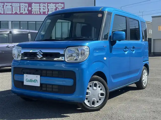 スズキ スペーシア HYBRID X 道央・札幌 2019(令1)年 3.8万km ブリスクブルーM ４WD/ワンオーナー/社外メモリーナビ/CD/DVD/BT/フルセグ/デュアルセンサーブレーキサポート/横滑り防止装置/レーンキープアシスト/リヤパーキングセンサー/全方位カメラ/ビルトインETC/アイドリングストップ/両側パワースライドドア/前席シートヒーター/ステアリングリモコン/プッシュスタート/スマートキー/ハロゲンヘッドライト/オートライト/オートハイビーム/電動格納ミラー/純正フロアマット/スペアキー/社外AW付冬タイヤ積込/155/65/R14/2023年/山8mm