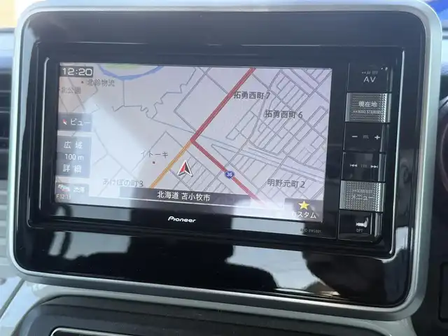 スズキ スペーシア HYBRID X 道央・札幌 2019(令1)年 3.8万km ブリスクブルーM ４WD/ワンオーナー/社外メモリーナビ/CD/DVD/BT/フルセグ/デュアルセンサーブレーキサポート/横滑り防止装置/レーンキープアシスト/リヤパーキングセンサー/全方位カメラ/ビルトインETC/アイドリングストップ/両側パワースライドドア/前席シートヒーター/ステアリングリモコン/プッシュスタート/スマートキー/ハロゲンヘッドライト/オートライト/オートハイビーム/電動格納ミラー/純正フロアマット/スペアキー/社外AW付冬タイヤ積込/155/65/R14/2023年/山8mm