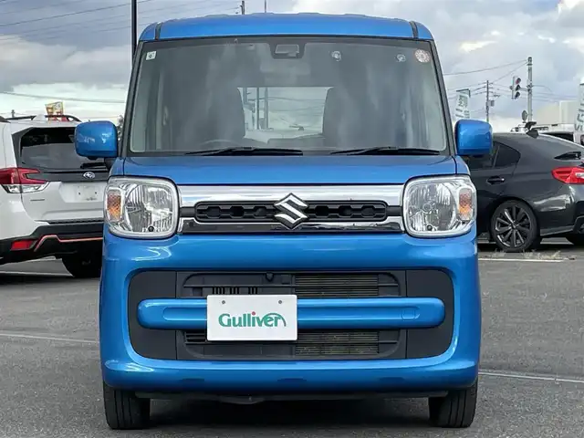 スズキ スペーシア HYBRID X 道央・札幌 2019(令1)年 3.8万km ブリスクブルーM ４WD/ワンオーナー/社外メモリーナビ/CD/DVD/BT/フルセグ/デュアルセンサーブレーキサポート/横滑り防止装置/レーンキープアシスト/リヤパーキングセンサー/全方位カメラ/ビルトインETC/アイドリングストップ/両側パワースライドドア/前席シートヒーター/ステアリングリモコン/プッシュスタート/スマートキー/ハロゲンヘッドライト/オートライト/オートハイビーム/電動格納ミラー/純正フロアマット/スペアキー/社外AW付冬タイヤ積込/155/65/R14/2023年/山8mm