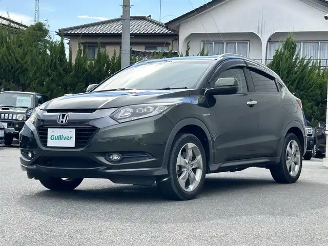 ホンダ ヴェゼル ハイブリッド X 山形県 2014(平26)年 4.4万km ミスティックグリーンパール 禁煙車/4WD/純正SDナビ/・フルセグTV/AM/FM/DVD/Bluetooth/クルーズコントロール/アイドリングストップ/横滑り防止装置/盗難防止装置/LEDヘッドライト/オートライト/フロントフォグランプ/前後ドライブレコーダー/シートヒーター/バックカメラ/純正フロアマット/純正ドアバイザー/ETC