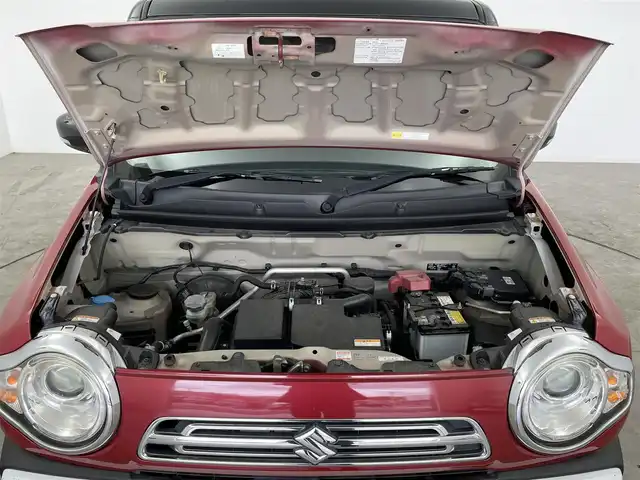 スズキ ハスラー X 大分県 2014(平26)年 9.3万km フェニックスレッドパール/ブルーイッシュブラックパール 社外ナビ(MDV-L500)/　CD DVD BT SD フルセグTV/レーダーブレーキサポート/アイドリングストップ/ETC/HIDヘッドライト/運転席シートヒーター/本革ステアリング/スマートキー/スペアスマートキー/新車保証書/取扱説明書