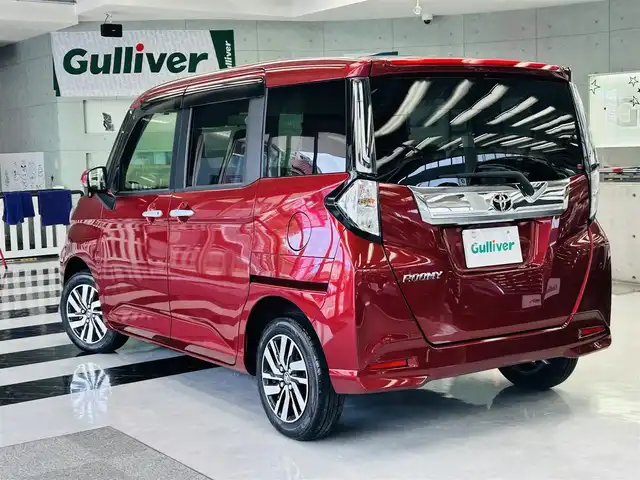 トヨタ ルーミー カスタムG 千葉県 2023(令5)年 0.8万km ファイアークォーツレッドM 登録時７８０２km/車検　令和８年２月１３日迄/ワンオーナー/純正９インチディスプレイオーディオ/・フルセグTV/・Bluetoothオーディオ/・CarPlay/・AndroidAuto/パノラマモニター/純正前後ドライブレコーダー/ビルトインETC/両側パワースライドドア/スマートアシスト/前席シートヒーター/電動パーキング、オートホールド/レーダークルーズコントロール/パーキングセンサー/純正フロアマット、ドアバイザー/純正１４インチアルミホイール/LEDヘッドライト、LEDフォグライト/ロールシェード付きスライドドア/取扱説明書/オーディオ取扱説明書/保証書/スペアスマートキー