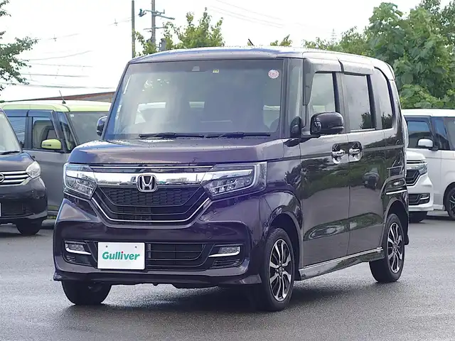 ホンダ Ｎ ＢＯＸ カスタム G L ホンダセンシング 山形県 2018(平30)年 7万km プレミアムベルベットパープル・パール 4WD/SDナビ/　　【CD DVD BT フルセグ】/バックカメラ/パワースライドドア/レーダークルーズコントロール/LEDオートヘッドライト/シートヒーター/純正14インチアルミホイール/ステアリングスイッチ/電動格納ウィンカーミラー/フォグランプ/スマートキー/ETC