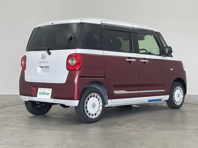 ダイハツ ムーヴ キャンバス ストライプス G 埼玉県 2025(令7)年 0.1千km シャイニングホワイトパール/ファイアークォーツレッドメタリック 4WD/届出済未使用車/純正9インチディスプレイオーディオ/ フルセグTV Bluetooth HDMI CarPlay/バックカメラ/スマートアシスト/衝突軽減ブレーキ/レーンキープアシスト/先行車発進お知らせ/ロードサインアシススト/誤発進抑制機能/コーナーセンサー /両側パワースライドドア/ドライブレコーダー/シートヒーター/置くだけ充電器/LEDオートライト/ETC