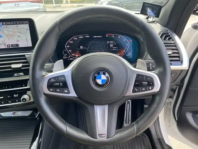 ＢＭＷ Ｘ３ M40d 福岡県 2021(令3)年 3.3万km アルピンホワイトⅢ ・パノラマスライディングルーフ/・アクティブクルーズコントロール/・純正ＨＤＤナビ／ＵＳＢ／ＢＴ/・全方位カメラ/・黒革シート／シートヒーター/・ドライブレコーダー/・ＥＴＣ/・純正２１ＡＷ/・保証書/・取扱説明書