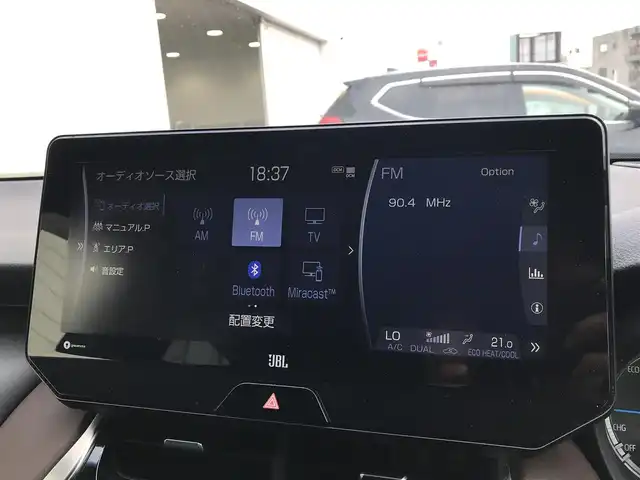 トヨタ ハリアー ハイブリッド Z 富山県 2021(令3)年 6.8万km センシュアルレッドマイカ 4WD/純正ナビ/フルセグTV/Bluetooth/全周囲カメラ/デジタルインナーミラー/プリクラッシュセーフティ/コーナーセンサー/レーンキープアシスト/ブラインドスポットモニター/レーダークルーズコントロール/ハーフレザーシート/パワーシート/電動リアゲート/プッシュスタート/スマートキー/ETC2.0