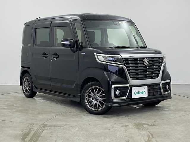 スズキ スペーシア カスタム HYBRID GS 新潟県 2018(平30)年 8.2万km ブルーイッシュブラックパール3 ４　　W      D/純正ナビTVフルセグ/CD/DVD/Bluetooth/前席シートヒーター/電動スライドドア/バックソナー/レザー調シートカバー/衝突軽減ブレーキ/車線逸脱警報/踏み間違い防止/先行者発進お知らせ/スマートキー(スペア有)