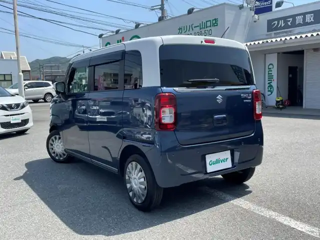 スズキ ワゴンＲ スマイル HYBRID X 山口県 2023(令5)年 0.9万km インディゴブルーメタリック/ホワイト2トーン 純正ナビ/DVD/CD/BT/USB/フルセグTV/両側パワースライドドア/純正LEDヘッドライト/純正フォグランプ/オートライト/右前席シートヒーター/衝突被害軽減ブレーキ/LKA/横滑り防止/コーナーセンサー/アイドリングストップ/スマートキー/ビルトインETC/純正フロアマット/純正ドアバイザー/ドライブレコーダー/電動格納ウインカードアミラー