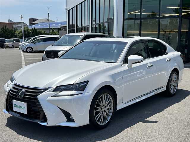 レクサス ＧＳ 300h バージョンL 愛媛県 2015(平27)年 3.2万km ソニッククォーツ 禁煙車/登録時走行距離31670km/純正ナビ/CD/DVD/TV/Bluetooth/SD REC/バックカメラ/ビルトインETC2.0/衝突警報装置/横滑り防止装置/レーンキープサポート/ブラインドスポットモニター/追従クルーズコントロール/サンルーフ/本革シート/前席パワーシート/前席シートベンチレーション/前席シートヒーター/本革ステアリング/ステアリングヒーター/ロールサンシェード/MTモード付AT/パドルシフト/オートライト/オートマチックハイビーム/LEDヘッドライト/LEDフォグランプ/スマートキー