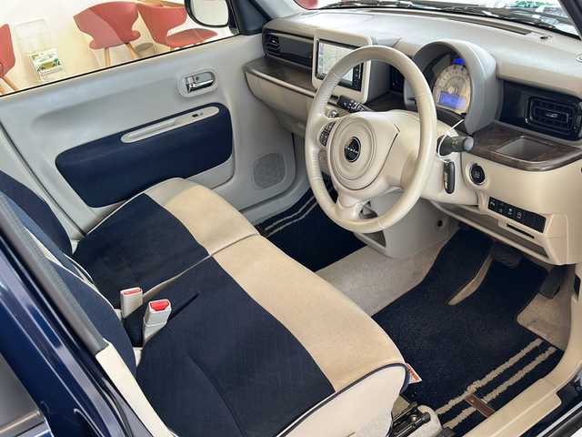 スズキ ラパン モード 岐阜県 2021(令3)年 9.5万km ノクターンブルーパール/ホワイト 2トーンルーフ ワンオーナー/SDナビ/フルセグテレビ/全方位カメラ/Bluetooth/USB/iPod/VTR/D＋N席シートヒーター/LEDヘッドライト/純正フロアマット/パーキングアシスト/アイドリングストップ/スペアキー/アンチブレーキシステム/横滑り防止装置/レーンキープアシスト/盗難防止システム/オートマチックハイビーム/オートライト/デュアルブレーキサポート