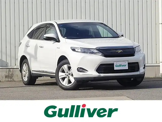 トヨタ ハリアー ハイブリッド エレガンス 山形県 2014(平26)年 4.8万km ホワイトパールクリスタルシャイン 4WD/純正SDナビ/　　【CD DVD BT フルセグ】/バックカメラ/LEDオートヘッドライト/ハーフレザーシート/パワーシート/純正17インチアルミホイール/ドライブレコーダー/ステアリングスイッチ/MTモード付AT/電動格納ウィンカーミラー/フォグランプ/スマートキー×2/ETC