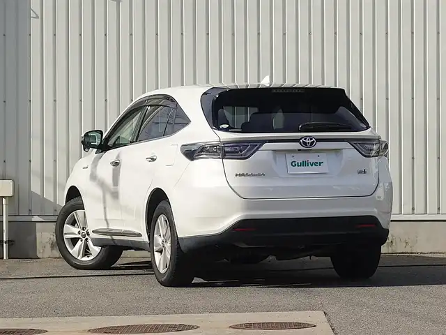 トヨタ ハリアー ハイブリッド エレガンス 山形県 2014(平26)年 4.8万km ホワイトパールクリスタルシャイン 4WD/純正SDナビ/　　【CD DVD BT フルセグ】/バックカメラ/LEDオートヘッドライト/ハーフレザーシート/パワーシート/純正17インチアルミホイール/ドライブレコーダー/ステアリングスイッチ/MTモード付AT/電動格納ウィンカーミラー/フォグランプ/スマートキー×2/ETC