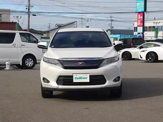 トヨタ ハリアー ハイブリッド エレガンス 山形県 2014(平26)年 4.8万km ホワイトパールクリスタルシャイン 4WD/純正SDナビ/　　【CD DVD BT フルセグ】/バックカメラ/LEDオートヘッドライト/ハーフレザーシート/パワーシート/純正17インチアルミホイール/ドライブレコーダー/ステアリングスイッチ/MTモード付AT/電動格納ウィンカーミラー/フォグランプ/スマートキー×2/ETC