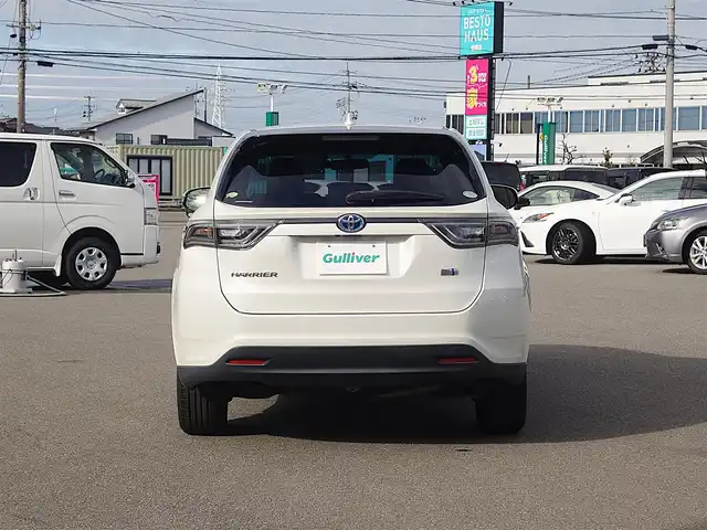 トヨタ ハリアー ハイブリッド エレガンス 山形県 2014(平26)年 4.8万km ホワイトパールクリスタルシャイン 4WD/純正SDナビ/　　【CD DVD BT フルセグ】/バックカメラ/LEDオートヘッドライト/ハーフレザーシート/パワーシート/純正17インチアルミホイール/ドライブレコーダー/ステアリングスイッチ/MTモード付AT/電動格納ウィンカーミラー/フォグランプ/スマートキー×2/ETC