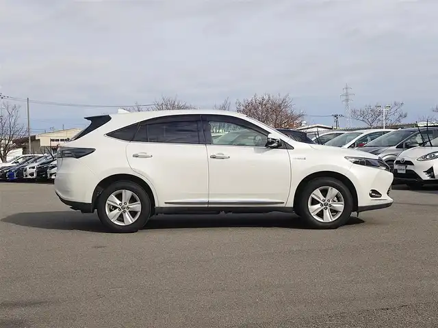 トヨタ ハリアー ハイブリッド エレガンス 山形県 2014(平26)年 4.8万km ホワイトパールクリスタルシャイン 4WD/純正SDナビ/　　【CD DVD BT フルセグ】/バックカメラ/LEDオートヘッドライト/ハーフレザーシート/パワーシート/純正17インチアルミホイール/ドライブレコーダー/ステアリングスイッチ/MTモード付AT/電動格納ウィンカーミラー/フォグランプ/スマートキー×2/ETC