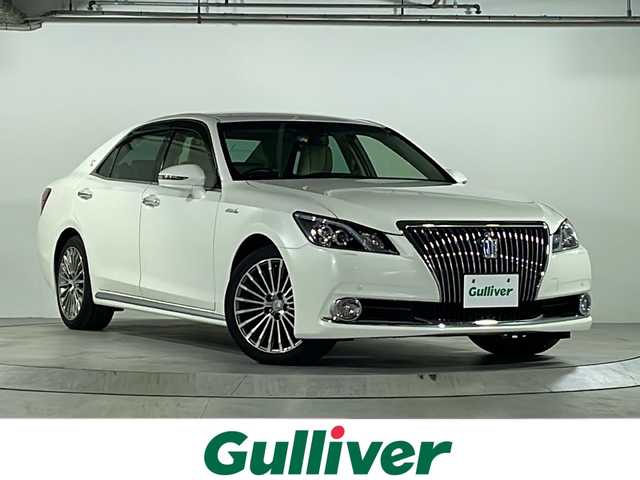 トヨタ クラウン マジェスタ 広島県 2014(平26)年 4.9万km ホワイトパールクリスタルシャイン 禁煙/純正HDDナビ/CD/DVD/DTV/Bluetooth/バックカメラ/クルーズコントロール/純正18インチアルミホイール/パワーシート/シートヒーター/LEDオートライト/インテリジェントAFS/クリアランスソナー/純正フロアマット/純正ドアバイザー/ビルトインETC/スマートキー/プッシュスタート/イージークローザー