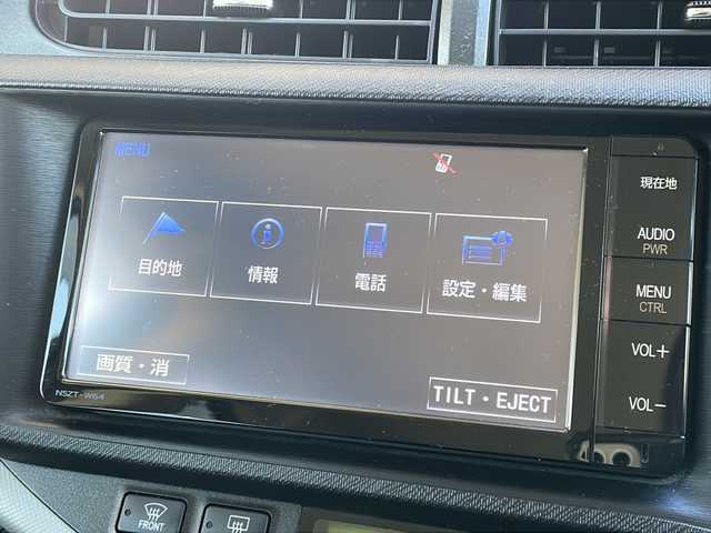 トヨタ アクア S 長野県 2014(平26)年 4.9万km ブラックマイカ 純正メモリナビTV/Bluetooth/バックカメラ/ETC/ブラックレザー調シートカバー/純正フロアマット/取説