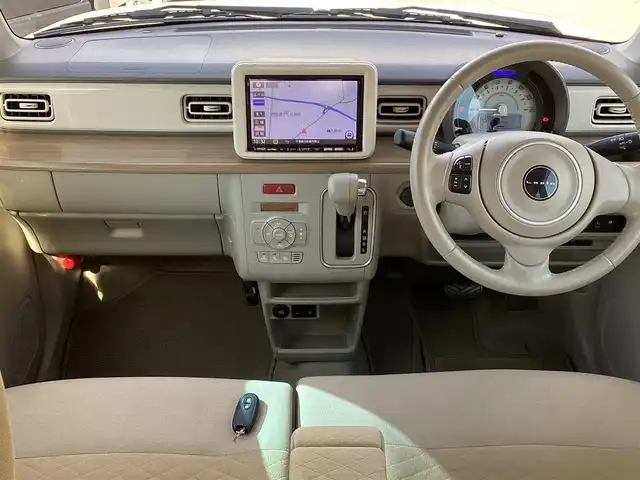 スズキ ラパン X 千葉県 2021(令3)年 3.8万km シフォンアイボリーメタリック ワンオーナー/8インチメモリナビ TV/DVD/CD/MS/BT/  CN-RZ865/全方位モニター/スマートキースペアキー/ETC車載器/取扱説明書/保証書