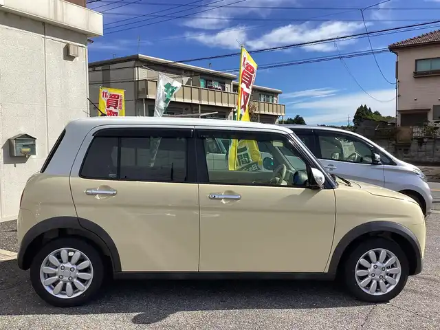 スズキ ラパン X 千葉県 2021(令3)年 3.8万km シフォンアイボリーメタリック ワンオーナー/8インチメモリナビ TV/DVD/CD/MS/BT/  CN-RZ865/全方位モニター/スマートキースペアキー/ETC車載器/取扱説明書/保証書