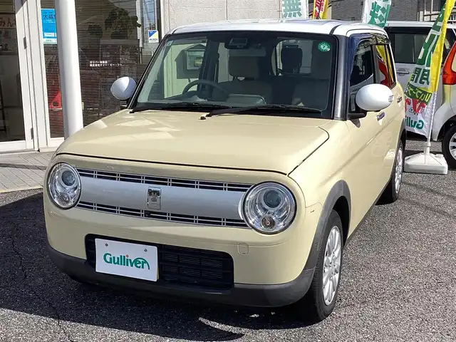 スズキ ラパン X 千葉県 2021(令3)年 3.8万km シフォンアイボリーメタリック ワンオーナー/8インチメモリナビ TV/DVD/CD/MS/BT/  CN-RZ865/全方位モニター/スマートキースペアキー/ETC車載器/取扱説明書/保証書