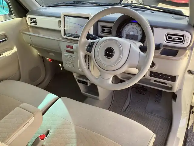 スズキ ラパン X 千葉県 2021(令3)年 3.8万km シフォンアイボリーメタリック ワンオーナー/8インチメモリナビ TV/DVD/CD/MS/BT/  CN-RZ865/全方位モニター/スマートキースペアキー/ETC車載器/取扱説明書/保証書