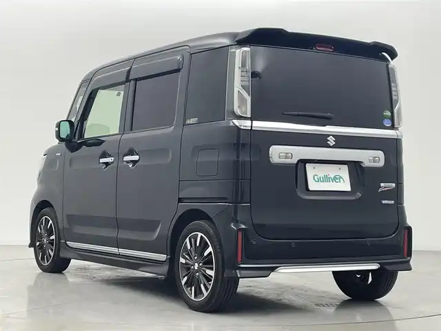 スズキ スペーシア カスタム HYBRID XS 熊本県 2019(令1)年 3.4万km ブルーイッシュブラックパール3 ワンオーナー　/禁煙車　/全周囲カメラ　/社外前方ドライブレコーダーCA-DR025D/純正9インチナビCN-RZ843（ＣＤ・ＤＶＤ・フルセグ・ＢＴ・ＳＤ・ｉｐｏｄ）/USB入力端子/ＥＴＣ　/両側パワースライドドア　/後ろのみコーナーセンサー　/スズキセーフティサポート/・デュアルセンサーブレーキサポート/・車線維持支援システム/・車線逸脱抑制機能/・標識認識システム/・ヘッドアップディスプレイ/・誤発進抑制機能/・発進お知らせ機能/・後方誤発進抑制機能/・ふらつき警報機能/・ハイビームアシスト/横滑り防止/アイドリングストップ/運転席シートヒーター/純正フロアマット/純正１５インチAW/オートライト/LEDヘッドライト/フォグライト/スマートキー/プッシュスタート/スペアキー1本/保証書/取扱説明書